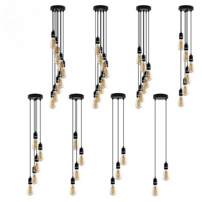 Moderne schwarze Multi Drop Pendelleuchte E27 Cluster Decken Hänge Lampe
