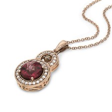 LeVian 14K Rose Gold Red Rhodolite Garnet White/Chocolate Diamond Pendant