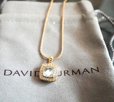 NewDavidYurman18KYellow/Gold/with White crystal and Diamonds,1.5mm Necklace 18in