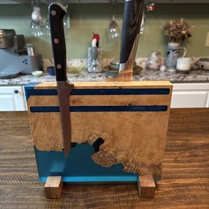 Sea Blue Resin Magnetic Knife Block | Double-Sided Kitchen Knife Holder