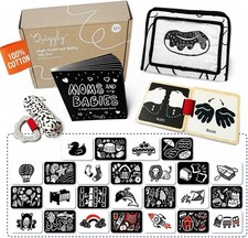 Quiggly High Contrast Baby Toys, Black & White Newborn Play Kit, 0-3 Months
