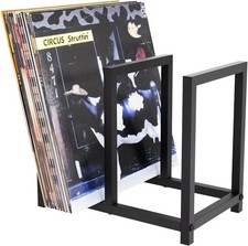 Metal Record Stand for Tabletop Holds Up to 60-70 LPs Double Compartment Vinyl