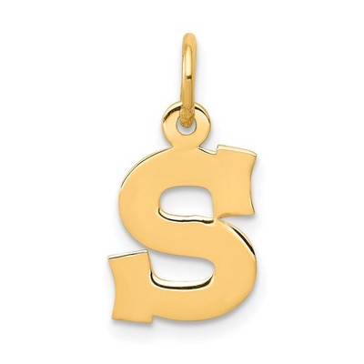 14 Karat Gelbgold kleiner Block Buchstabe S Initiale Charm Halskette Damen