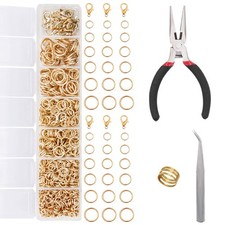 1504Pcs Open Jump Ring and Lobster Clasps Kit Jewelry Making Repair Kit with ...