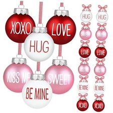 12 Pcs Ball Ornaments Tree Hanging Decorations 2.36 Inch Red Pink White Ball
