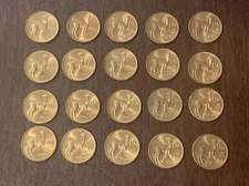 Lot Of 20 PERU UN SOL DE ORO 1975 Brass Coins Vicuña Alpaca Llama UNCIRCULATED