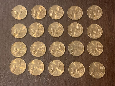 Lot Of 20 Peru Un Sol De Oro RANDOM DATE Brass Coins Alpaca Llama UNC 1966-1975