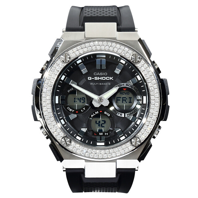 G-SHOCK GST s110 Double CZ G steel custom bezel 18K GOLD G-SHOCK GST s110 Double CZ G steel custom bezel 18K GOLD