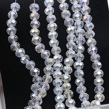 200pcs 4x6mm Clear AB Rondelle Beads - Faceted Crystal Glass Spacer Beads Craft