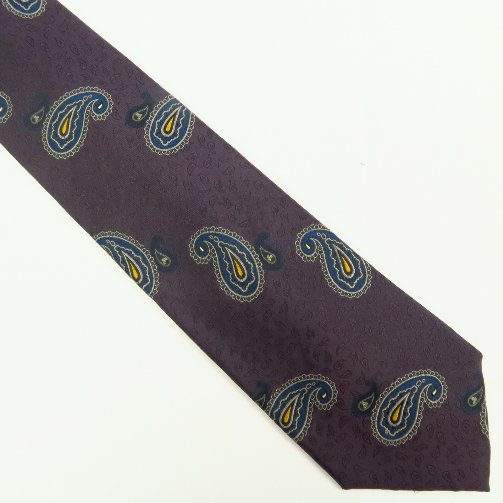 Ferrell Reed Mens Purple Mauve Textured Paisley Neck Tie 58"x3.75" Blue