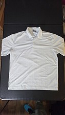 Nike Golf Dri-Fit Mens L White W/Vertical Pattern Polo Shirt
