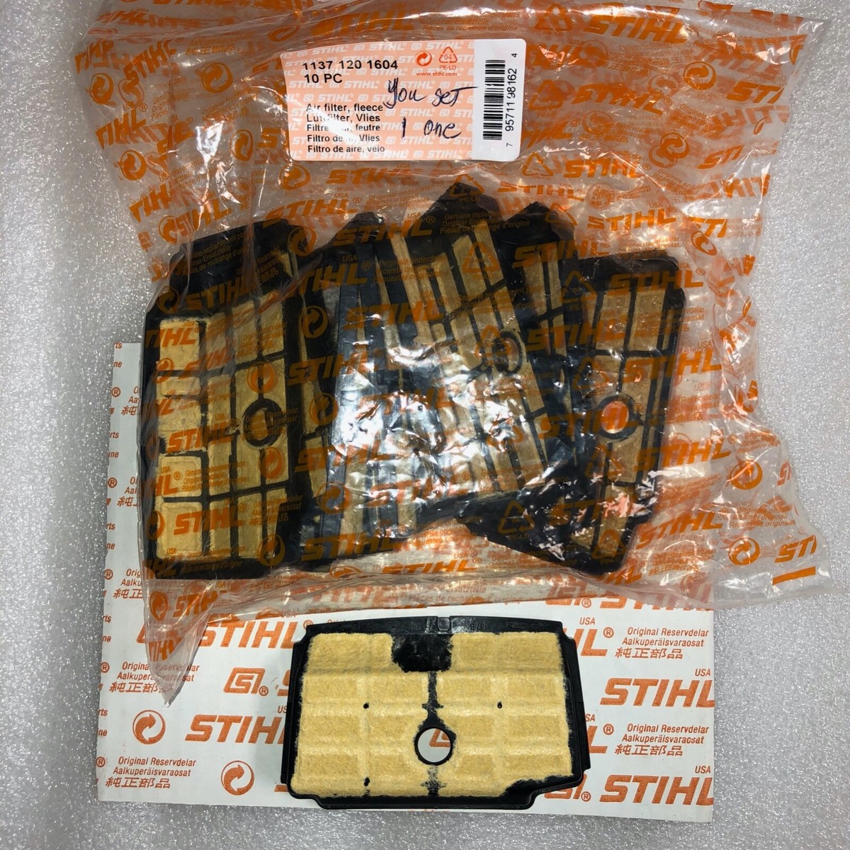 1- GENUINE STIHL ms194t ms193t ms193tc air filter 1137 120 1604