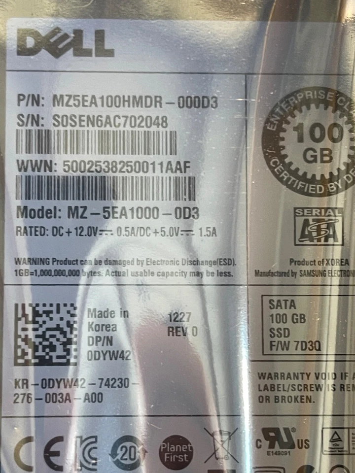 NEW Genuine Dell 5HRCK EqualLogic 100GB SSD Solid State Drive For PS6010S - Image 2 of 3