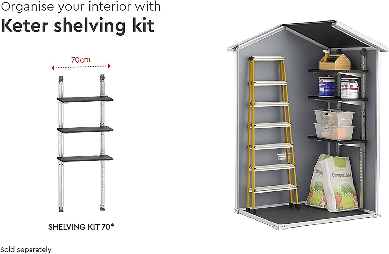 Keter Manor Outdoor Garden Storage Shed 4 x 3ft. Grey for sale online