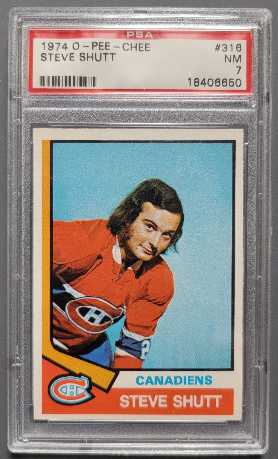 1974-75 O-Pee-Chee OPC #316 Steve Shutt RC PSA 7 NrMt Canadiens Habs HOF