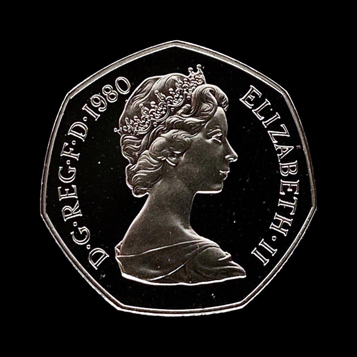 GREAT BRITAIN. 1980, 50 New Pence, QEII - Frosted Proof, Ex GREAT BRITAIN. 1980, 50 New Pence, QEII - Frosted Proof, Ex