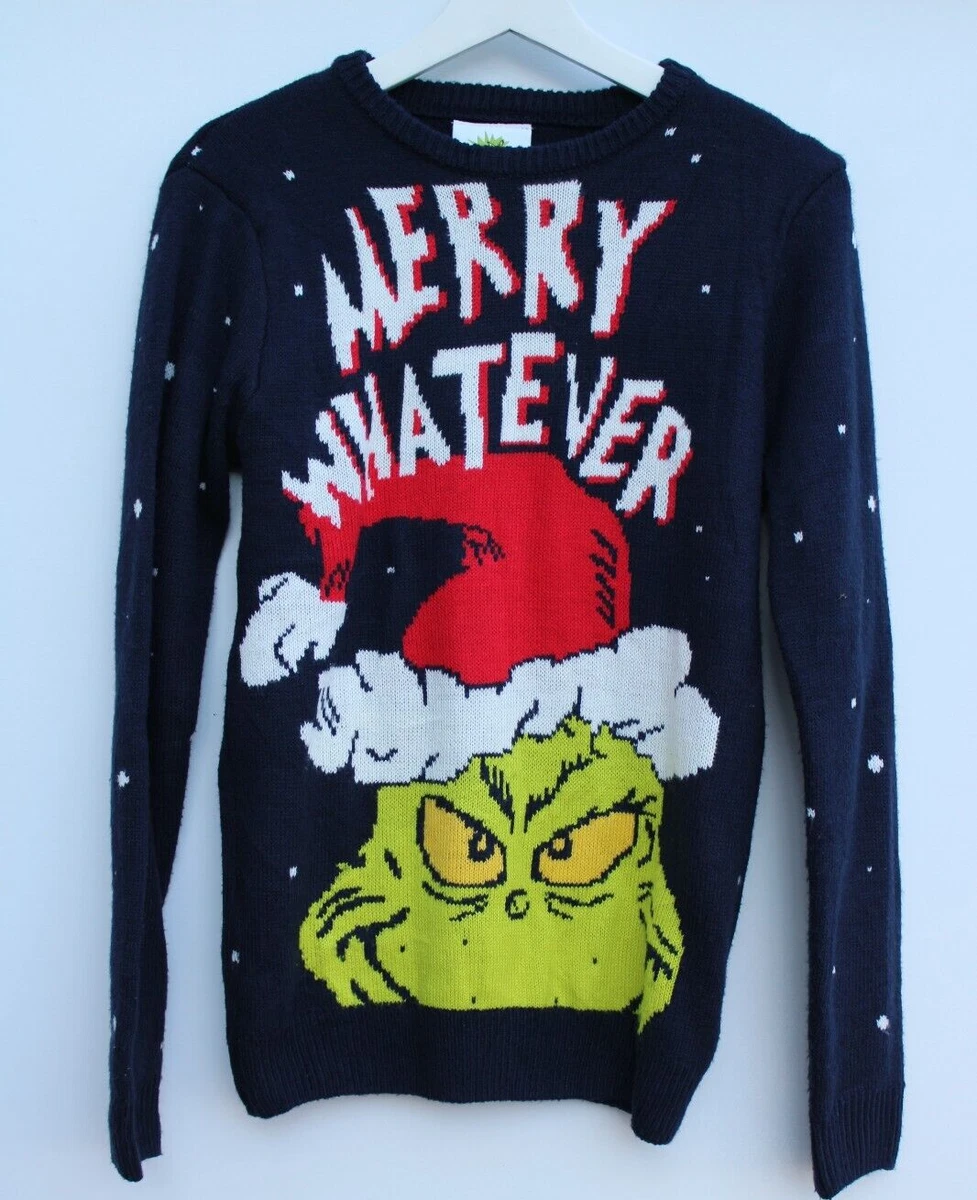 THE GRINCH Merry Whatever Christmas Jumper Blue Size Small S eBay