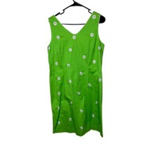 Sag Harbor Green Floral Embroidered Sleeveless 90s Y2K Dress Size 12