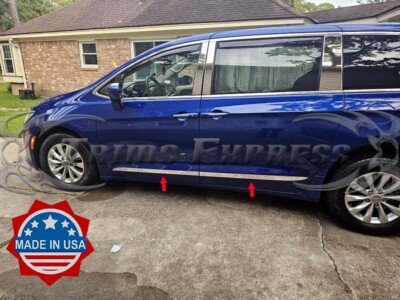 fit:2017-2026 Chrysler Pacifica 4Pc Flat Body Side Molding Trim ABL Stick-On