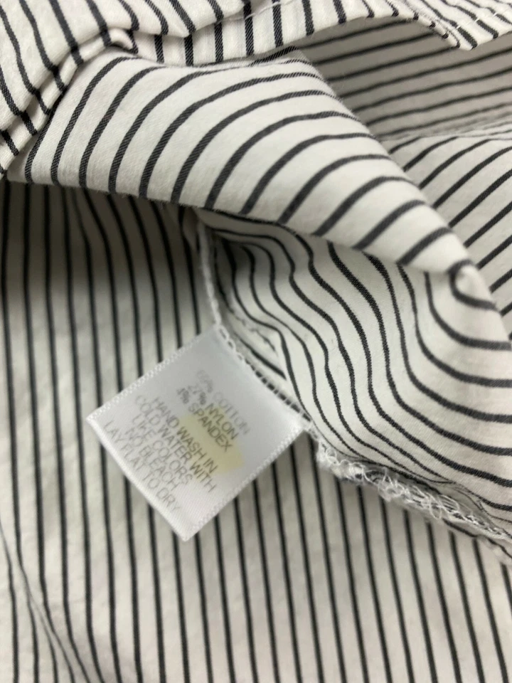 Gibson Large  pin stripe ruffle sleeve blouse white dark blue - Image 4 of 4