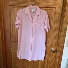 Secret Treasures Nightgown Nightshirt Button Front Pink Satin Size Small