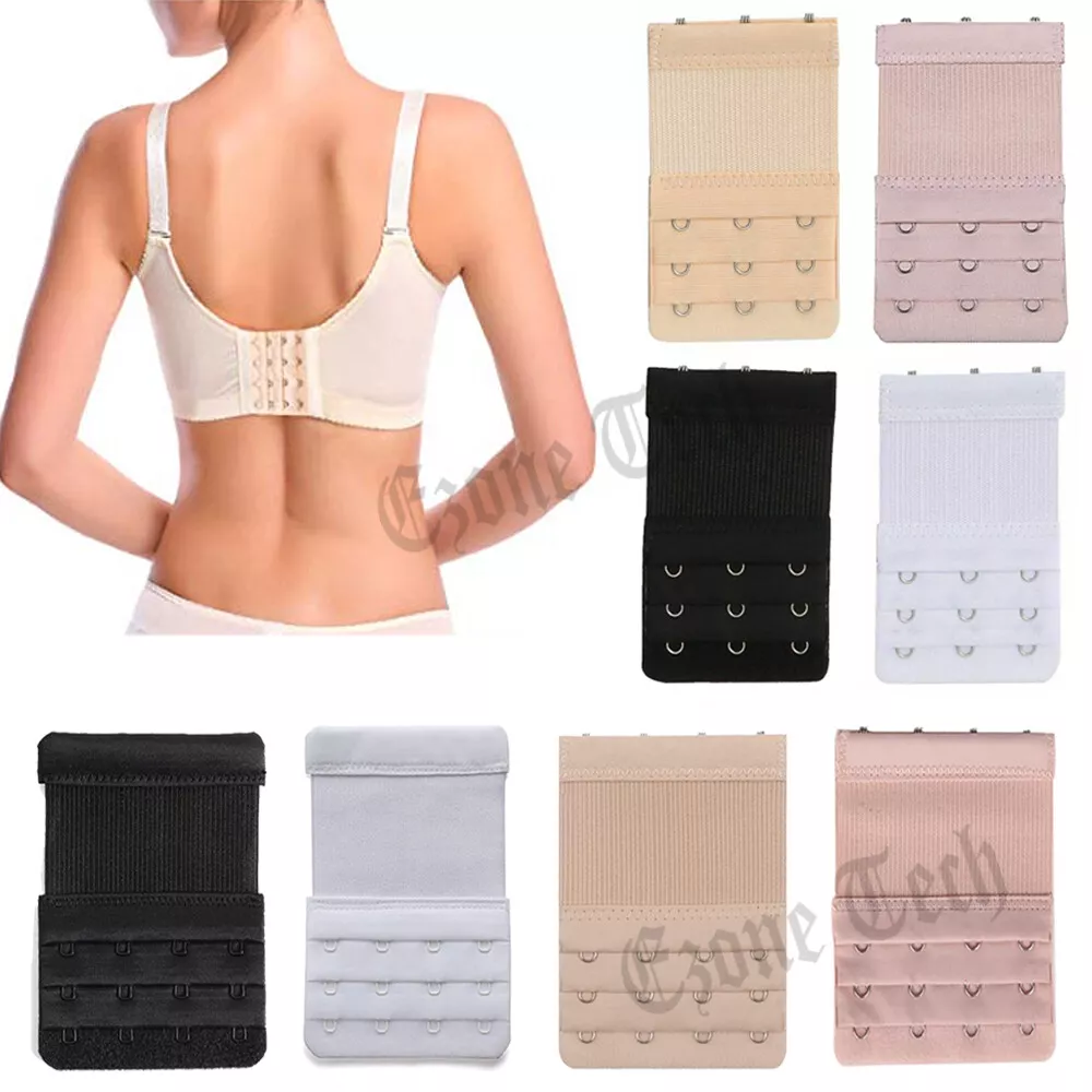 4Pcs Bra Extender 3/4 Hooks with Elastic 3 Rows Underwear Strap Belt  Extension