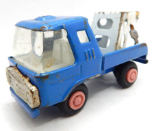 Pressed Steel Blue Wrecker Tow Truck Made in Japan 4" Toy Car Vintage