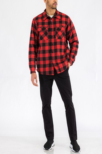 Camisa acolchada de franela forrada a cuadros para hombre EE. UU. - Imagen 11 de 42