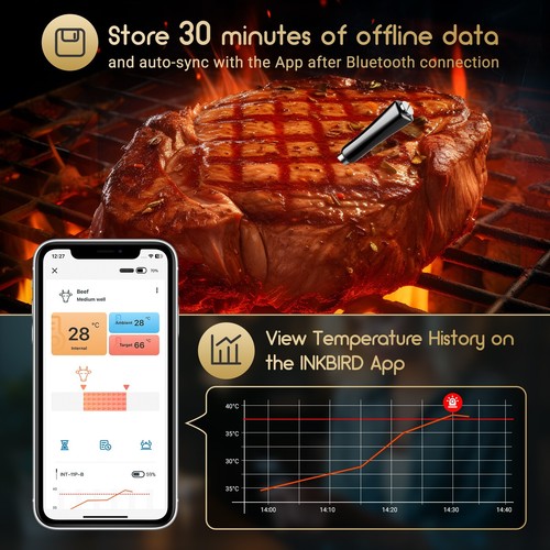 Inkbird Bluetooth Fleischthermometer kabelloser Grill Temperaturmesser Oven IP67 - Bild 12 von 13