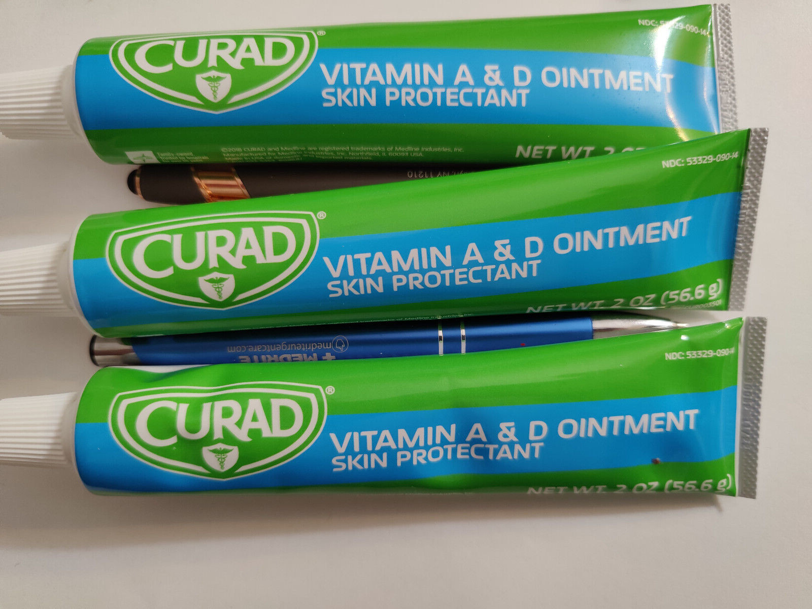 3 CURAD Vitamin A&D Ointment 2oz Tube Soothe Protect Moisturize Free