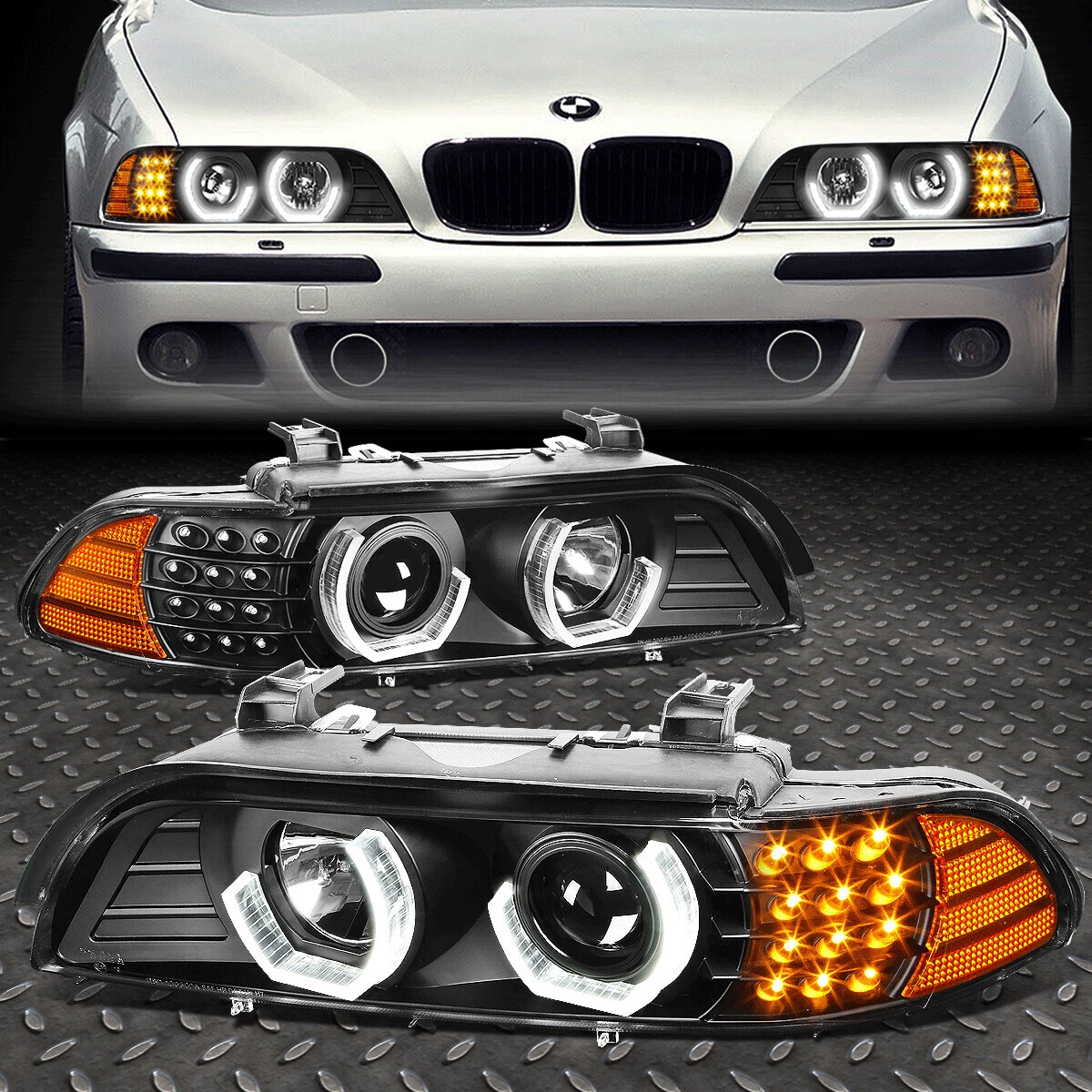 FOR 96-03 BMW E39 5-SERIES DUAL U-HALO LED SIGNAL PROJECTOR