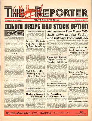 JULY 23 1938 HOLLYWOOD REPORTER vintage movie magazine RKO STOCK OPTION
