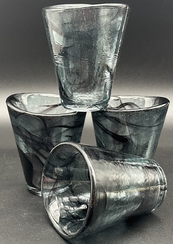 Kosta Boda Mine Black Swirl Glass Tumbler Ulrica Hydman Vallien UHV Sweden - Picture 2 of 16