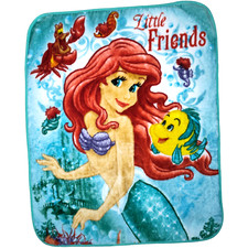 SL Home Fashions Disney Princess Little Mermaid Flounder Friends Plush Blanket