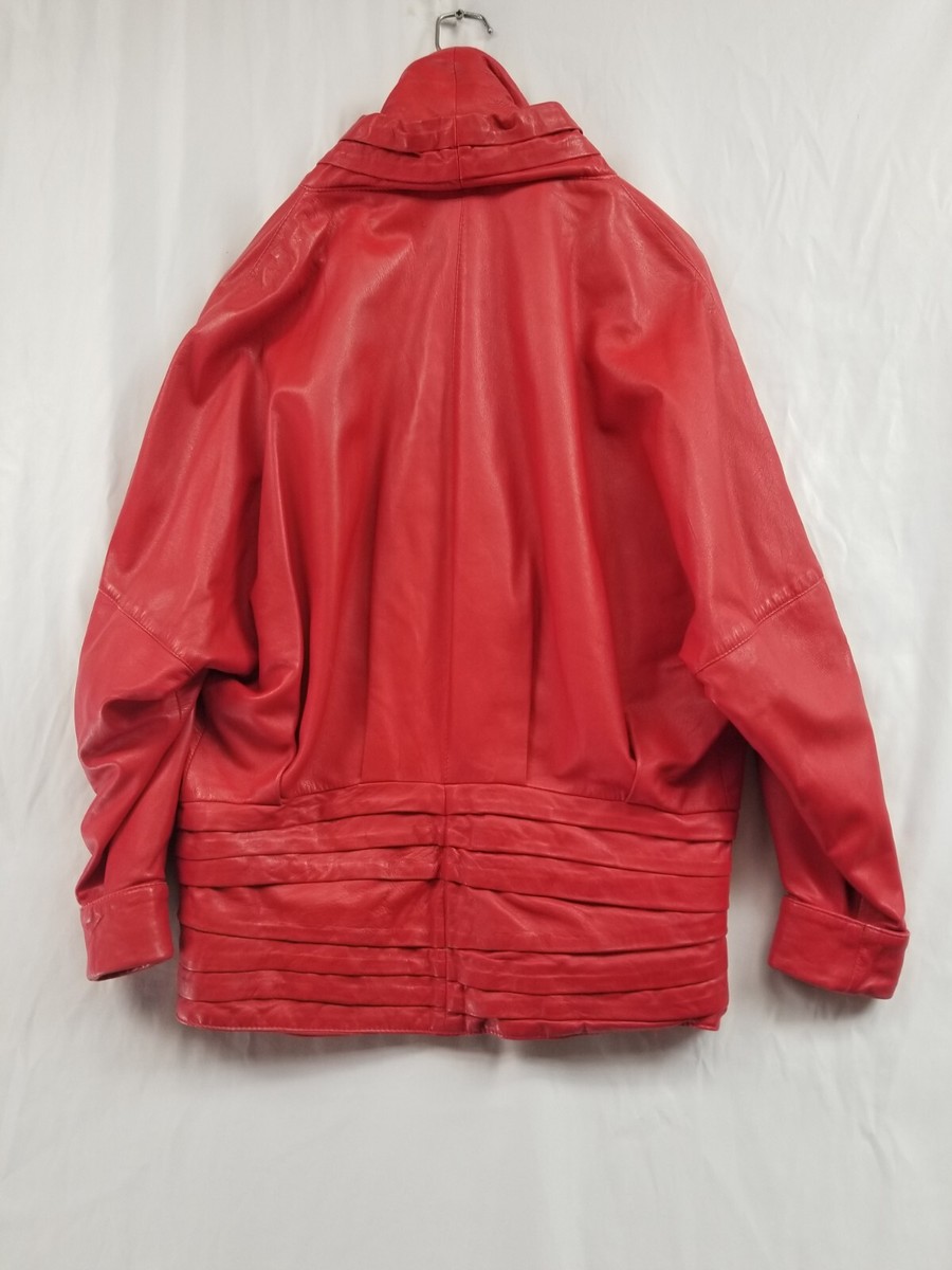 Giotti Made In Italy Red Genuine 90s style Leather Jacket Size 44