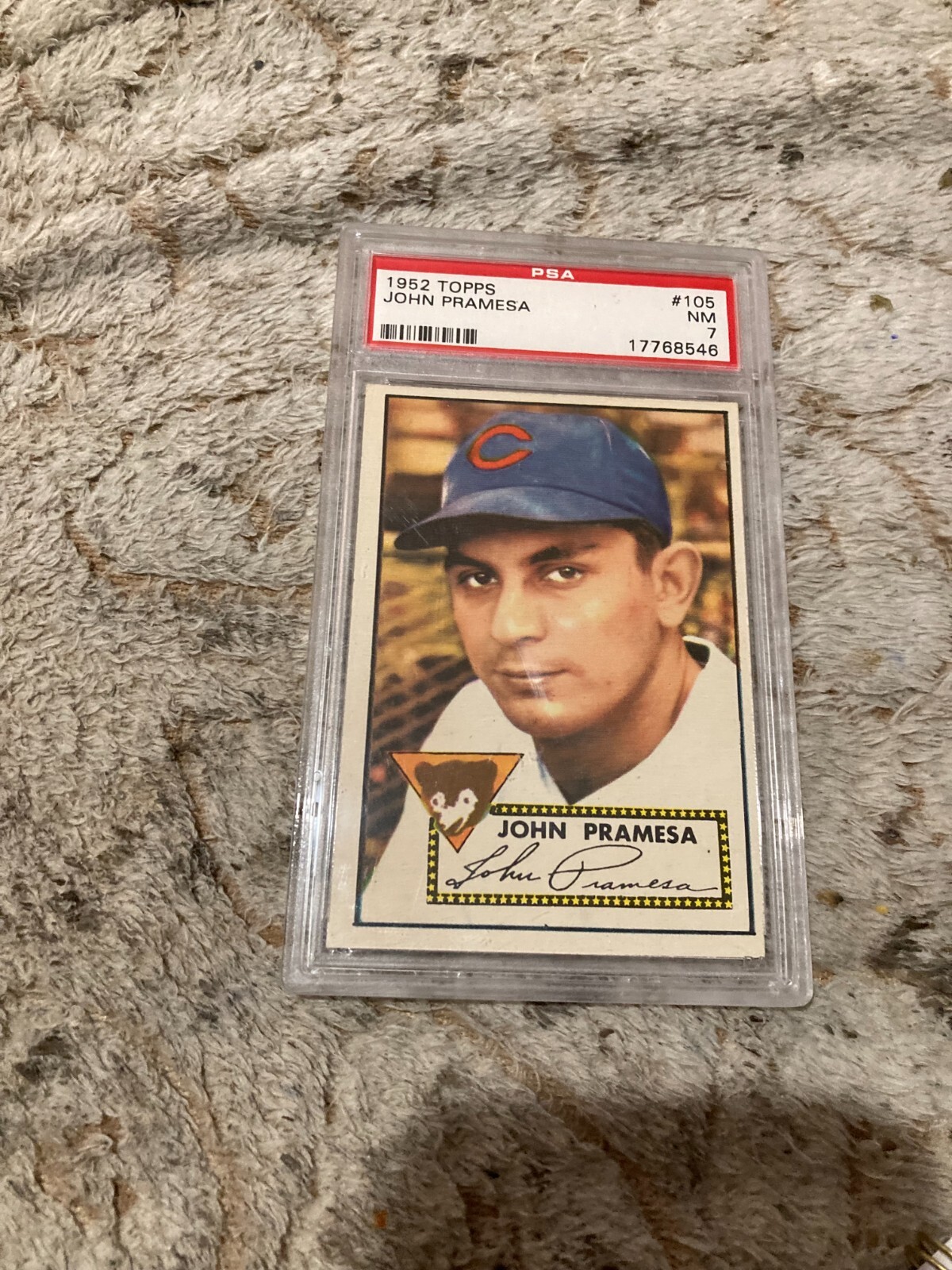 1952 Topps baseball. #105 Johnny Pramesa CHICAGO CUBS PSA 7
