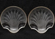 2 (Two) TOYO Glass Company Etched & Frosted Gold Gilding Edge Shell Shape Japan