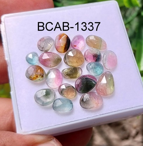 10 Carat Natural Watermelon Bi Color Tourmaline Faceted Rose Cut 19 Piece Lot - Picture 6 of 24