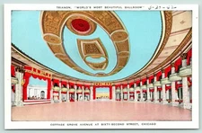 Chicago IL~Trianon Ballroom Interior~Cottage Grove Avenue~1940 Art Deco Linen 