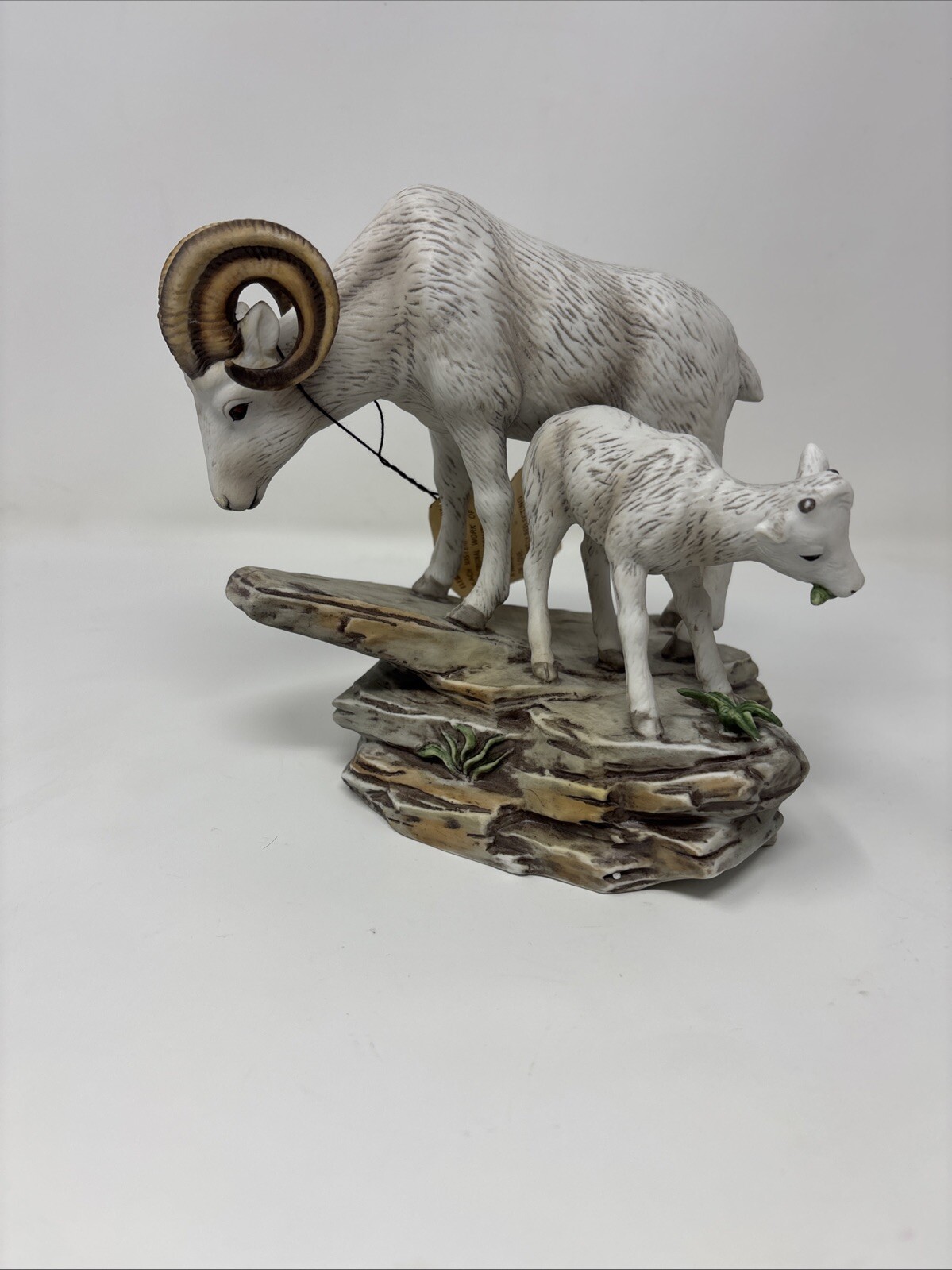 Vintage Homco 1984 Porcelain Mountain Goat & Baby Figurine