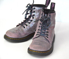 Dr. Martens 1460 J Glitter Pascal Rainbow Lace Up Zip Boots Girls US Size 2