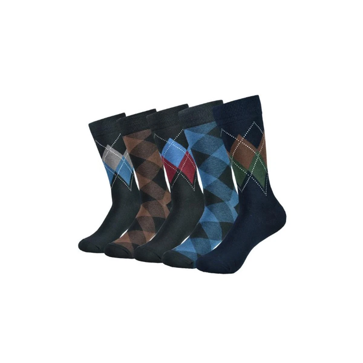5 Pairs Mens Socks Blue Black Warm Soft Pattern Gentle Luxurious Cotton Rich