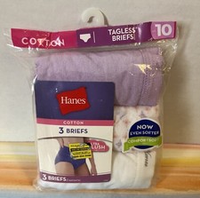 NEW 3 pack women  s size 10 Hanes tagless cotton briefs panties