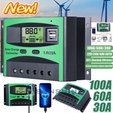 100A Solar Panel Battery Charge Controller 12V/24V/48V LCD Regulator Auto USB