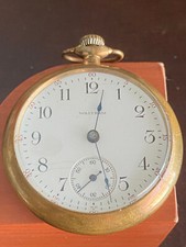 VINTAGE 18 SIZE WALTHAM POCKET WATCH, GR. STERLING, KEEPING TIME, YEAR 1912