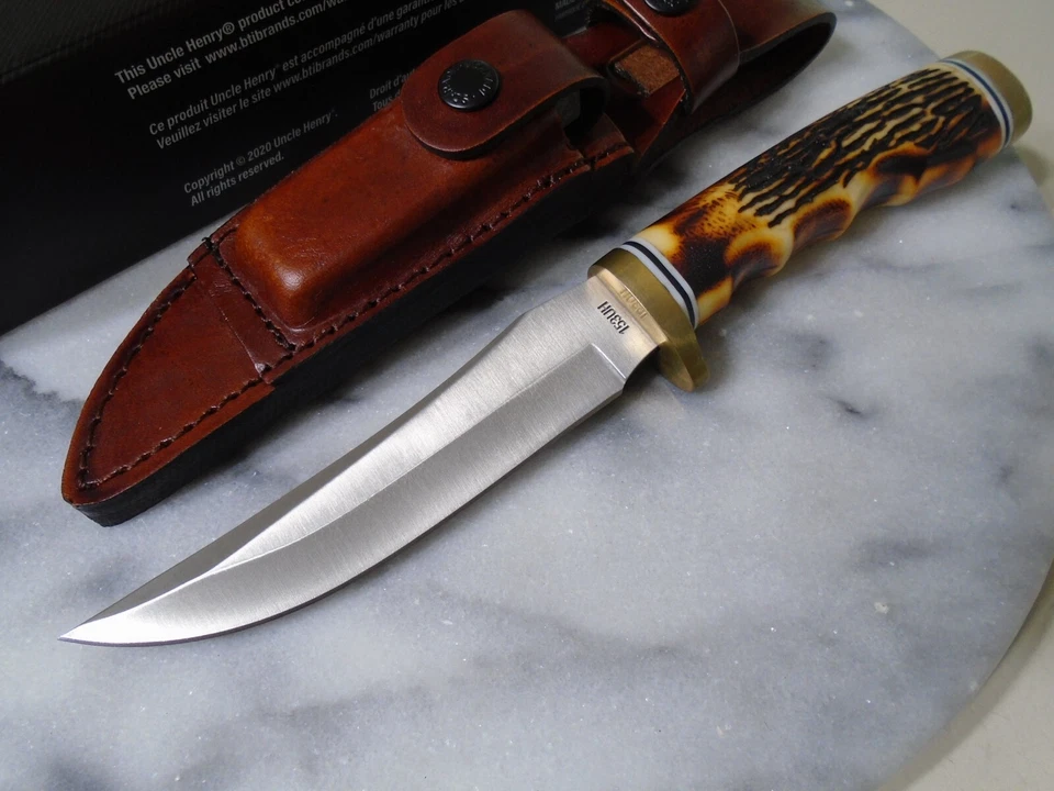 Cuchillo de hoja fija Tío Henry Golden Spike Full Tang 7Cr17MoV Staglon 153UH Nuevo Foto 4 de 4