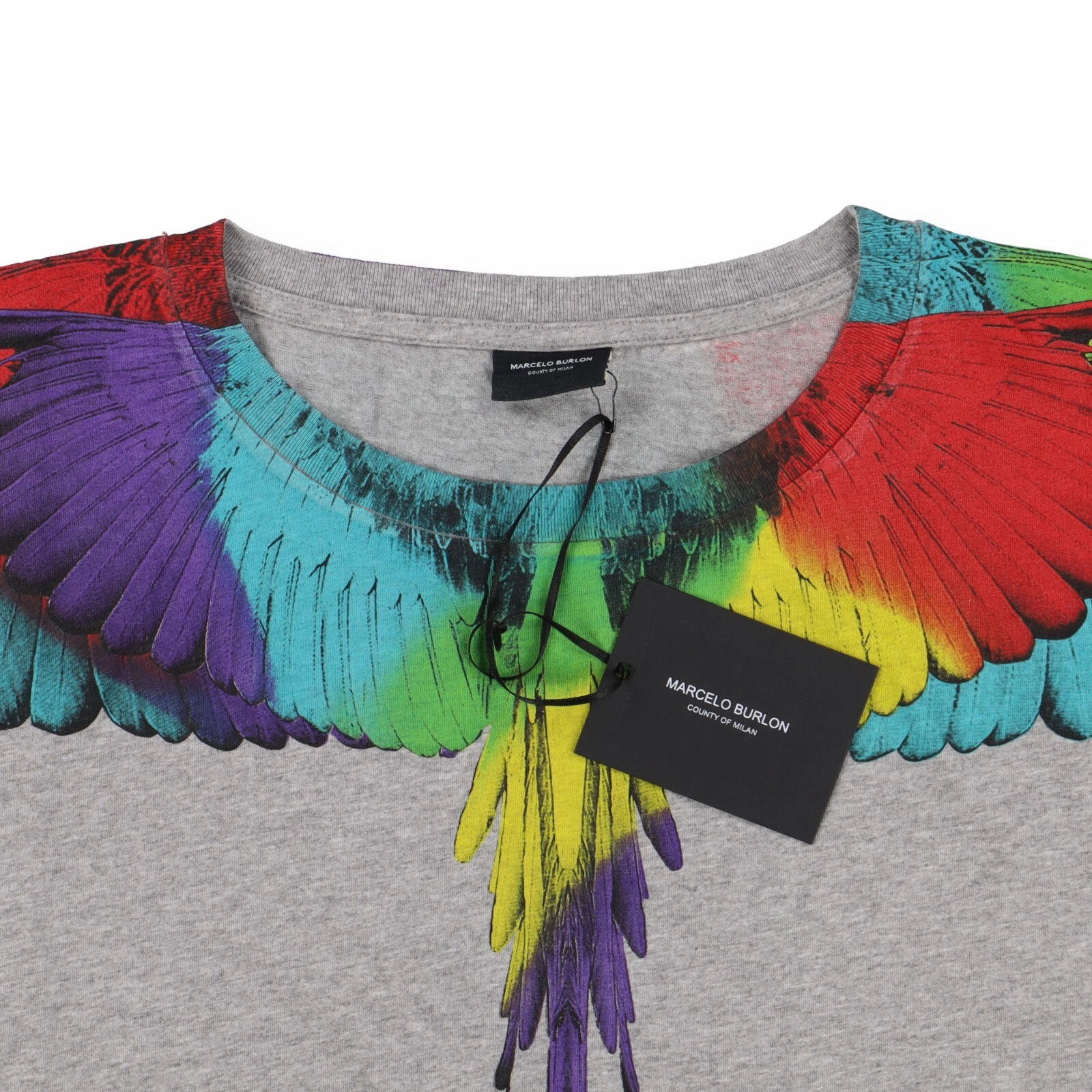 T shirt Marcelo Burlon Nicolas grigia multicolore stampa ali Taglia XL SS17 $320