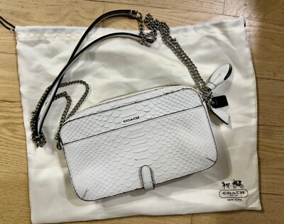 Coach Purse White Lizard Leather Crossbody or Shoulder Chain w/ Bag 25061 Ivory