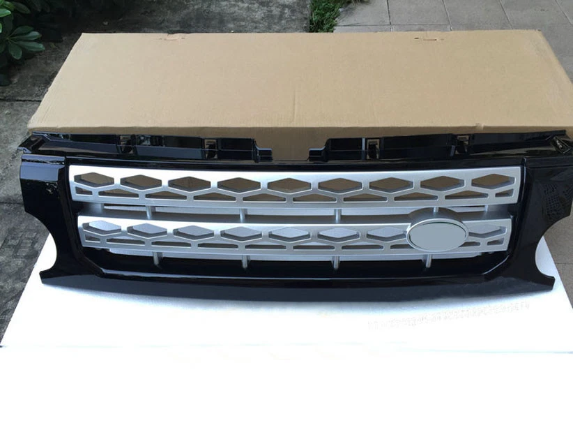 Cubierta de panal de parrilla delantera negra plateada para Land Rover Discovery 4 LR4 2010-13 Foto 2 de 3