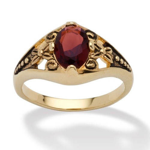 WOMENS ANTIQUED 14K GOLD BIRTHSTONE 
